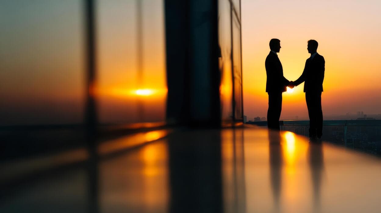 Strategic partnership and advisory — professionals at sunset